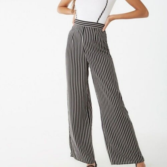 JAPNA Pinstripe Cropped Suspender Pants - Picture 2 of 6